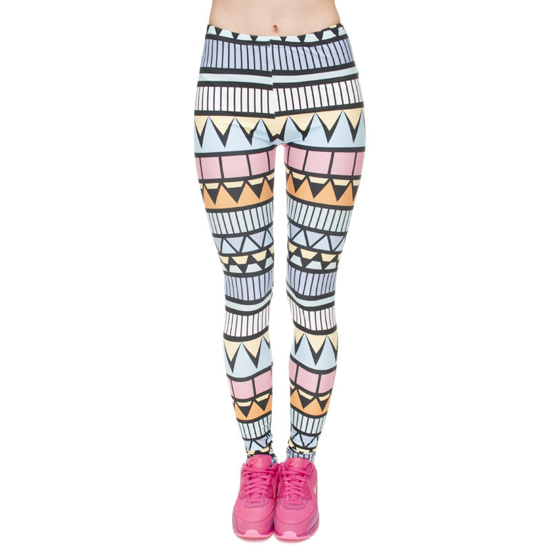 Regular Leggings (8-12 UK Size) - Aztec Niebieski