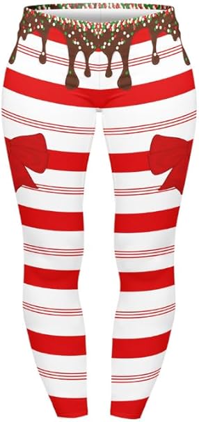 Curve Leggings (14-18 UK Size) - Sweet Candy Cane