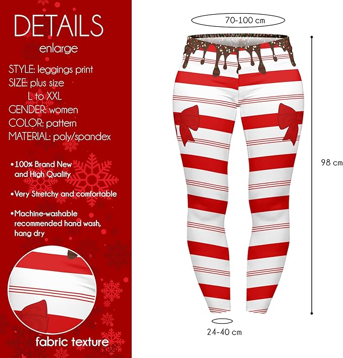 Curve Leggings (14-18 UK Size) - Sweet Candy Cane