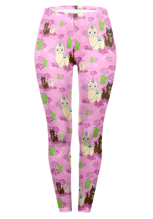 Regular Leggings (8-12 UK Size) - Llamacorn - Kukubird-UK