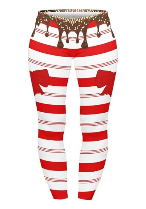 Curve Leggings (14-18 UK Size) - Sweet Candy Cane