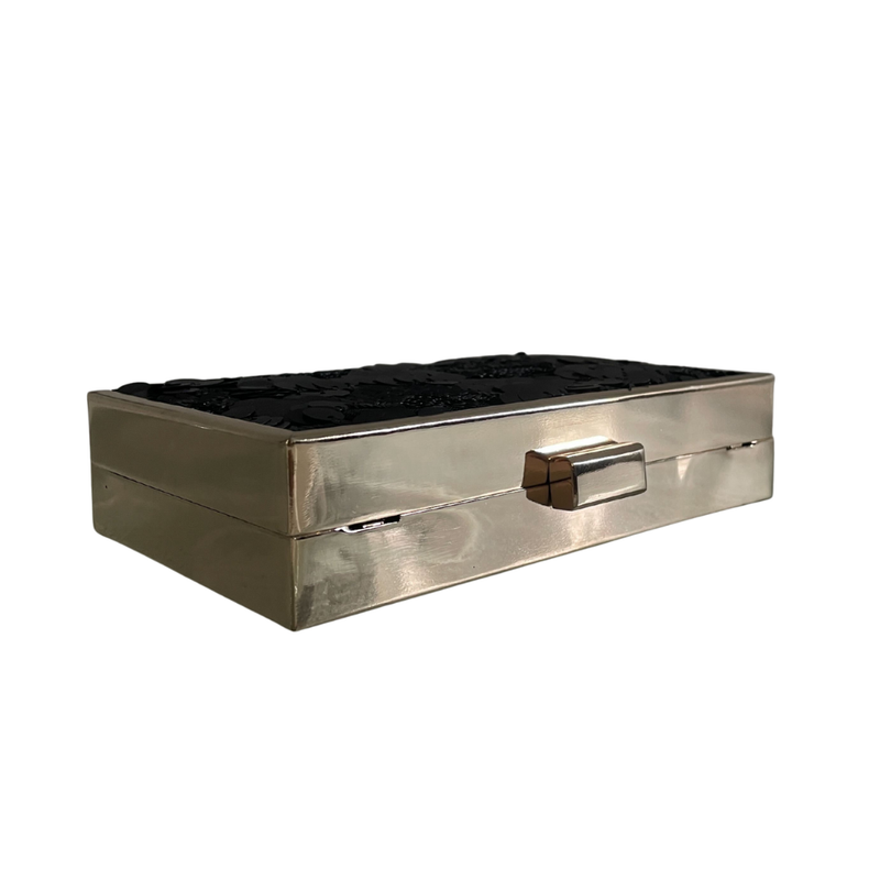 The Black Floral Clutch