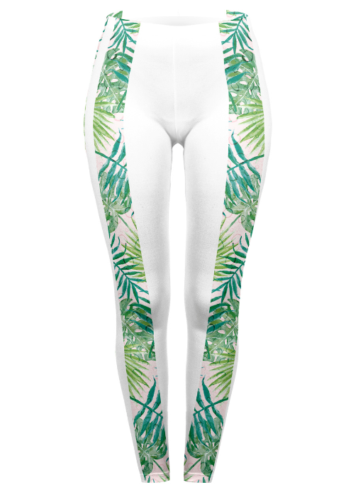 Regular Leggings (8-12 UK Size) - Watercolor Palms Stripes
