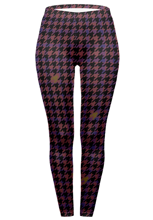 Regular Leggings (8-12 UK Size) - Magenta Dogtooth - Kukubird-UK