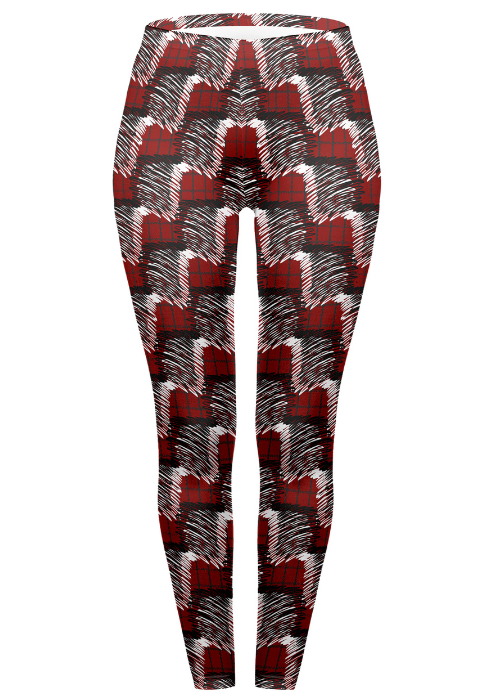 Regular Leggings (8-12 UK Size) - Red Scribble Check - Kukubird-UK