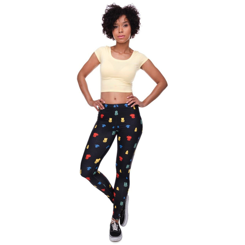 Regular Leggings (8-12 UK Size) - Little Pineapple Black - Kukubird-UK