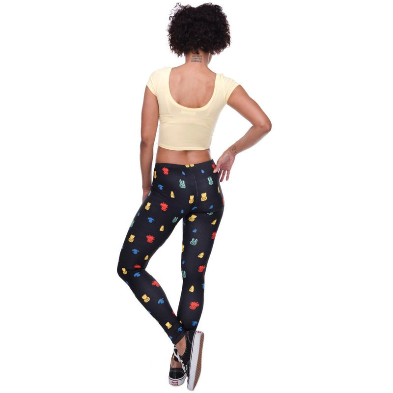 Regular Leggings (8-12 UK Size) - Little Pineapple Black - Kukubird-UK