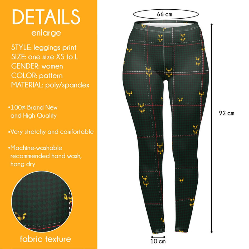 Regular Leggings (8-12 UK Size) - Deep Wood Check - Kukubird-UK