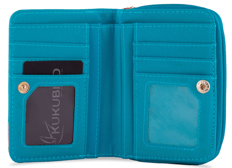 Kukubird Medium Purse 2 owl's love - Blue - Kukubird_UK