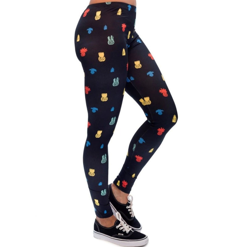 Regular Leggings (8-12 UK Size) - Little Pineapple Black - Kukubird-UK