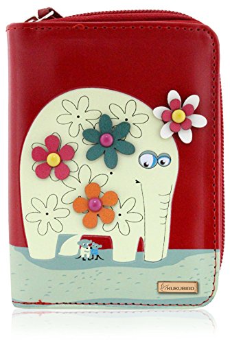 Kukubird Medium Purse Elephant And Mouse Purse - Red - Kukubird_UK
