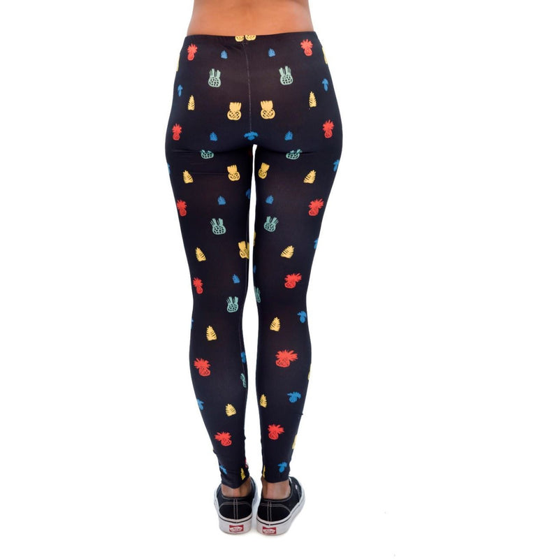 Regular Leggings (8-12 UK Size) - Little Pineapple Black - Kukubird-UK