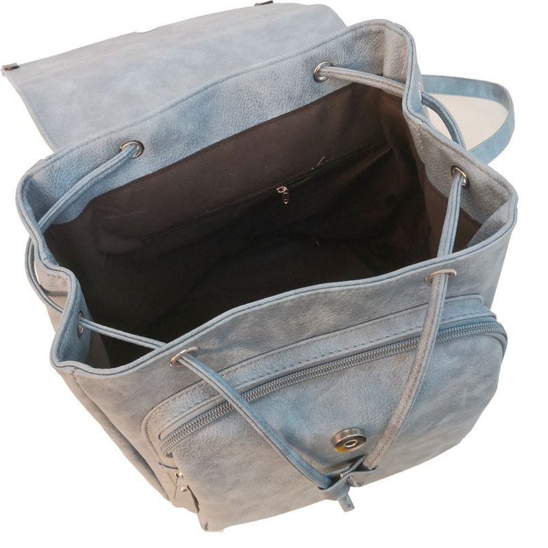 The Faux Leather Backpack - Blue