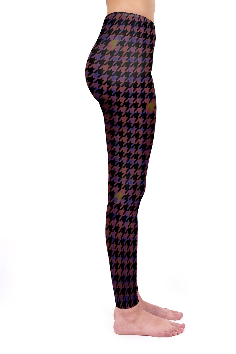 Regular Leggings (8-12 UK Size) - Magenta Dogtooth - Kukubird_UK